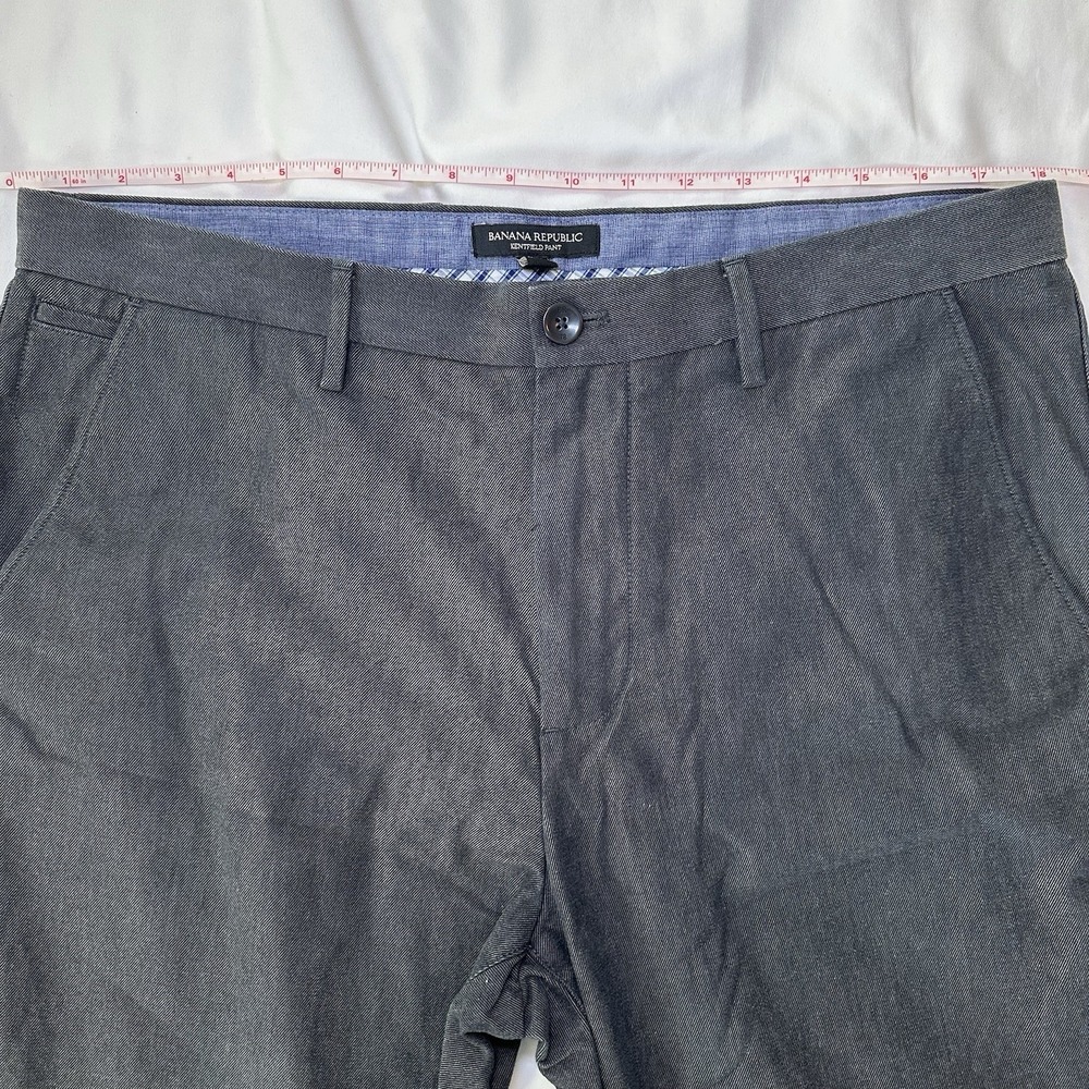 Banana‎ Republic Kentfield Mens Pants Gray/Blue 35x32 Classic Prep Cotton - Picture 7 of 9